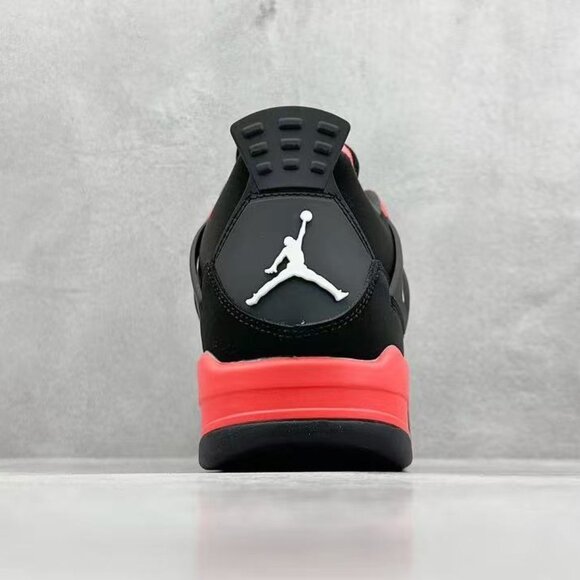 Air Jordan 4 Red Thunder Women Men's Black and Red Sneakers - Picture 6 of 9